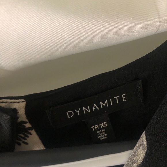 Dynamite Black Floral Peplum Open Back Blouse - Picture 2 of 4